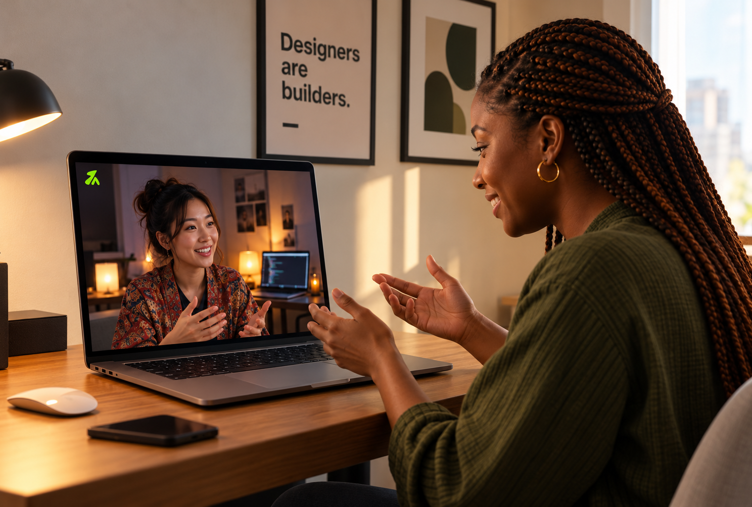 Two technology professionals in conversation